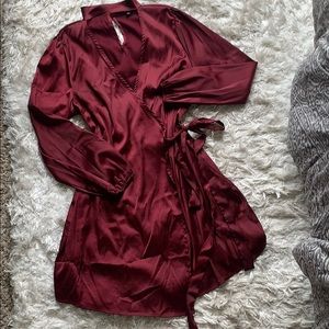 Satin Wrap Dress w/ Choker Design